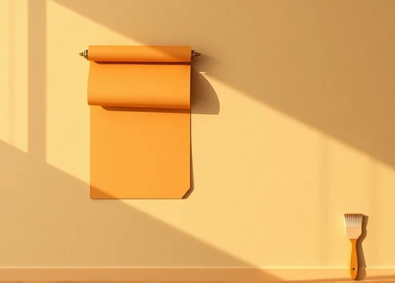 Pose de papier peint, rouleau et brosse à maroufler